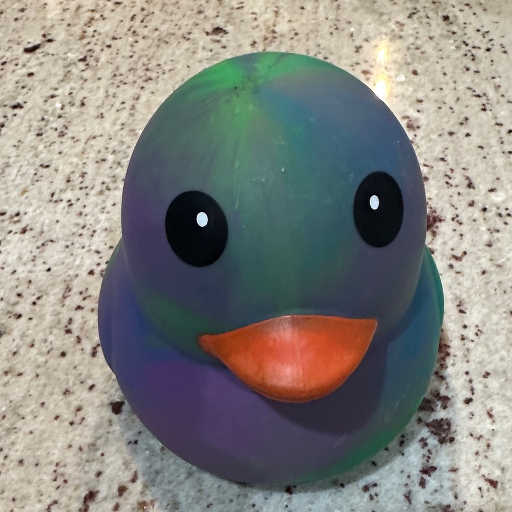 Purple & Green Plush Rubber Duck Toy with Orange Beak - Picture 11 of 12